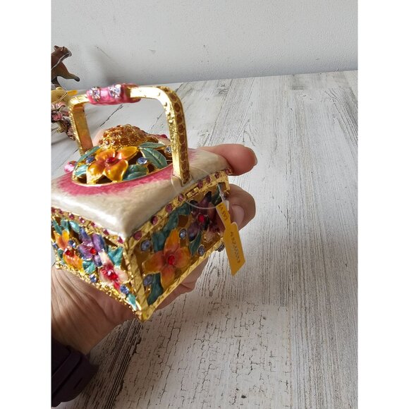 Kalifano watering can jeweled trinket jewelry box rhinestone flowers gardener un - Picture 5 of 8